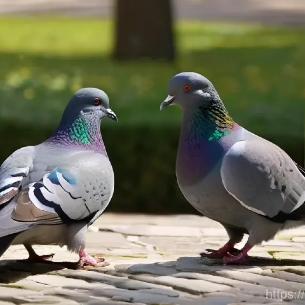 비둘기의 번식 주기 - **"L'Amour est dans l'Air: A Parisian Pigeon Courtship"**
    A male rock dove pigeon in a romantic,...