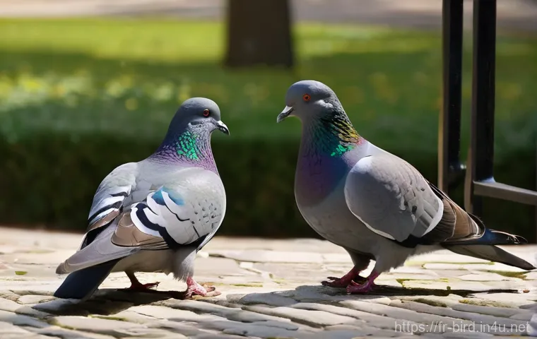 비둘기의 번식 주기 - **"L'Amour est dans l'Air: A Parisian Pigeon Courtship"**
    A male rock dove pigeon in a romantic,...